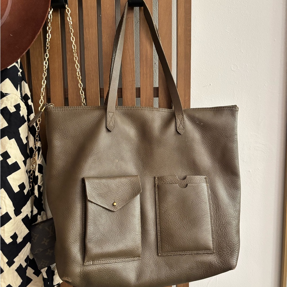 Madewell Green Leather Tote